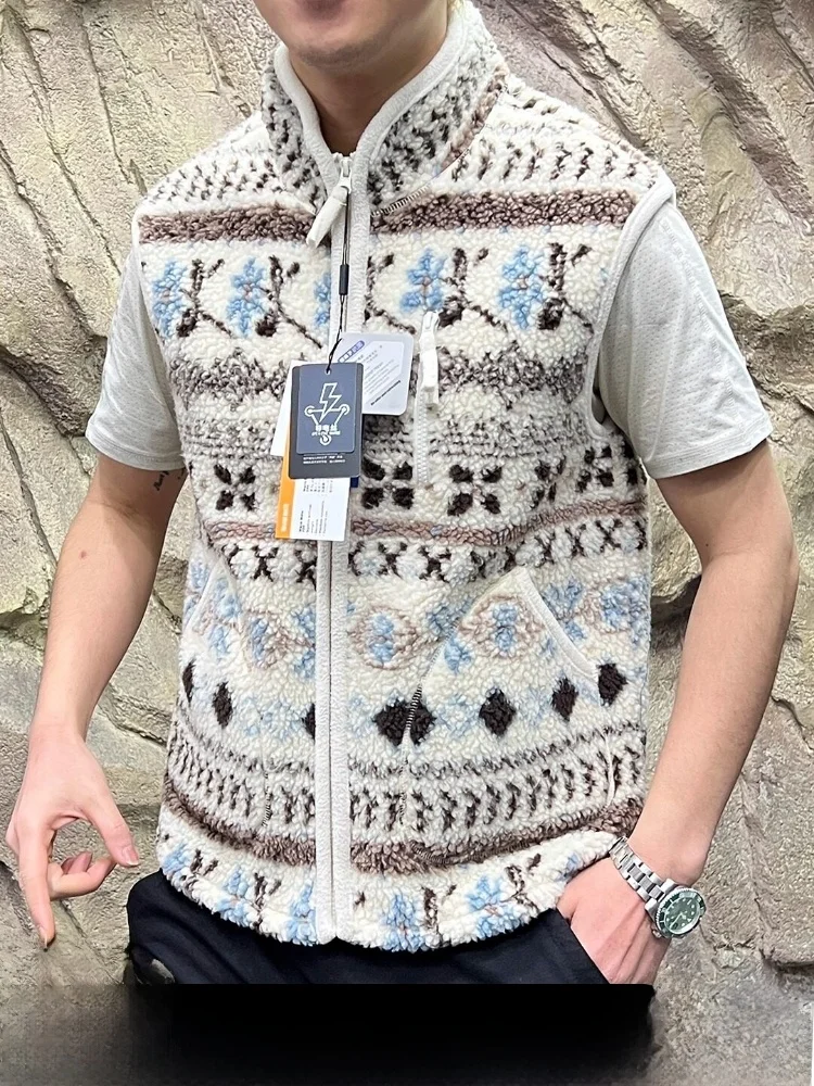 

Утепленный двусторонний жилет из флиса с воротником-стойкой в стиле ретро Fair Isle из серии Outdoor Mountain для молодежи, осенне-зимний тренд