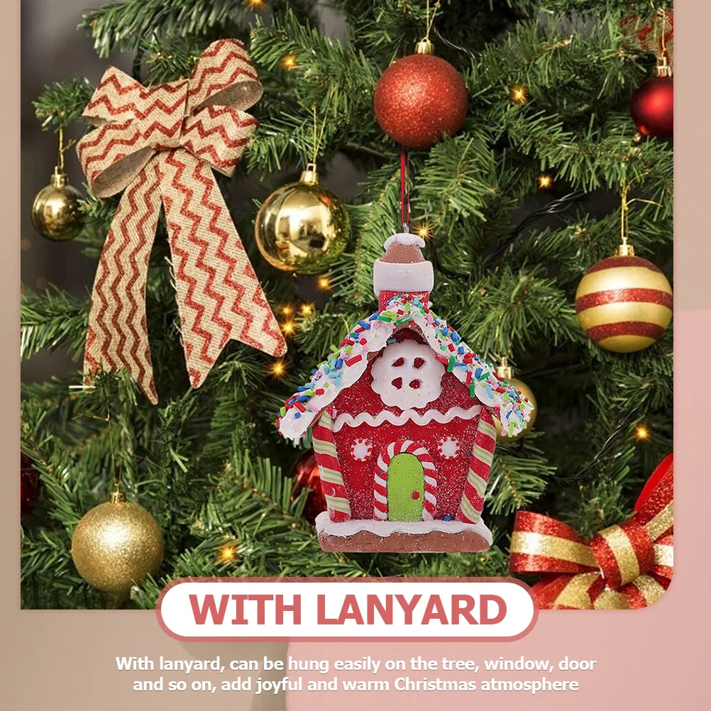 

2Pcs Christmas Hanging Resin Candy House Ornaments Xmas Tree Decor Indoor Holiday Party Pendant Xmas Decorations