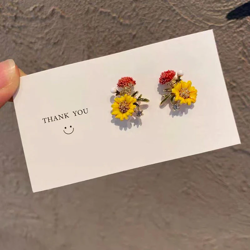 الرجعية نازف النفط الأصفر ديزي قرط صغير زهري للنساء موضة جديدة لطيف وحلو فتاة حفلة مجوهرات هدية عيد ميلاد