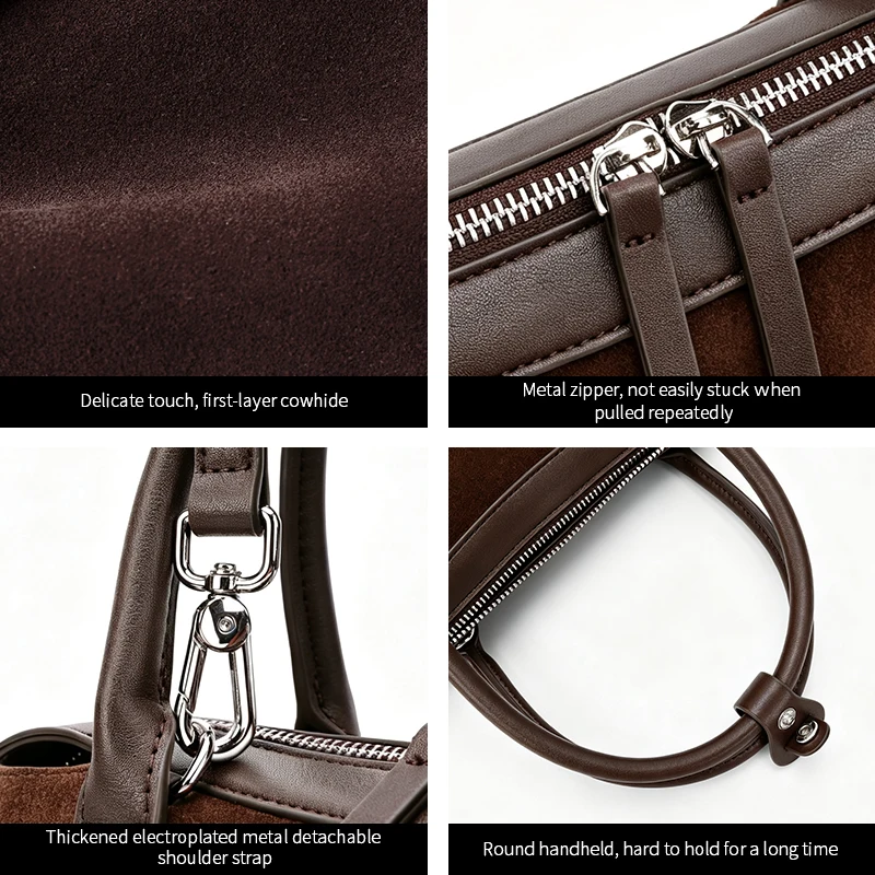 Women's Genuine Suede Bag Handbags Large Capacity Luxury Designer Messenger Shoulder Bags Ladies Natural Cowhide Crossbody Bag