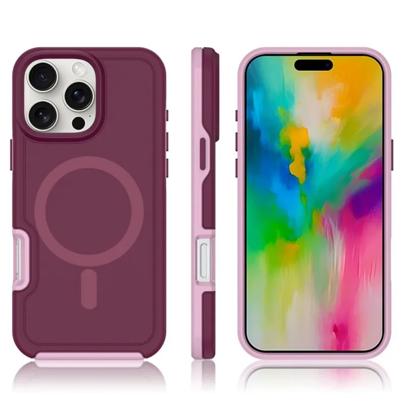 Dual Color Layer Armor Magnetic Wireless Charge Phone Case For iPhone 11 12 13 14 15 16 Pro Max Plus Magsafe Shockproof Shell