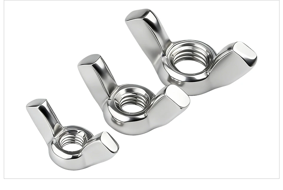 DIN315 304 Edelstahl Flügelmutter Handfestziehbar Ohne Werkzeug M3 M4 M5 M6 M8 M10 M12 M14 M16 – Detail 7