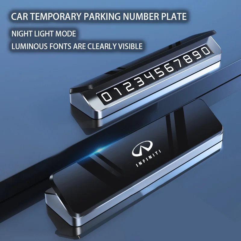 

Car Metal Mobile Phone Number Temporary Parking Plate For INFINITI QX30 QX50 QX70 QX80 Q30 Q50 Q60 Q70 G37 FX35 QX60 Accessories