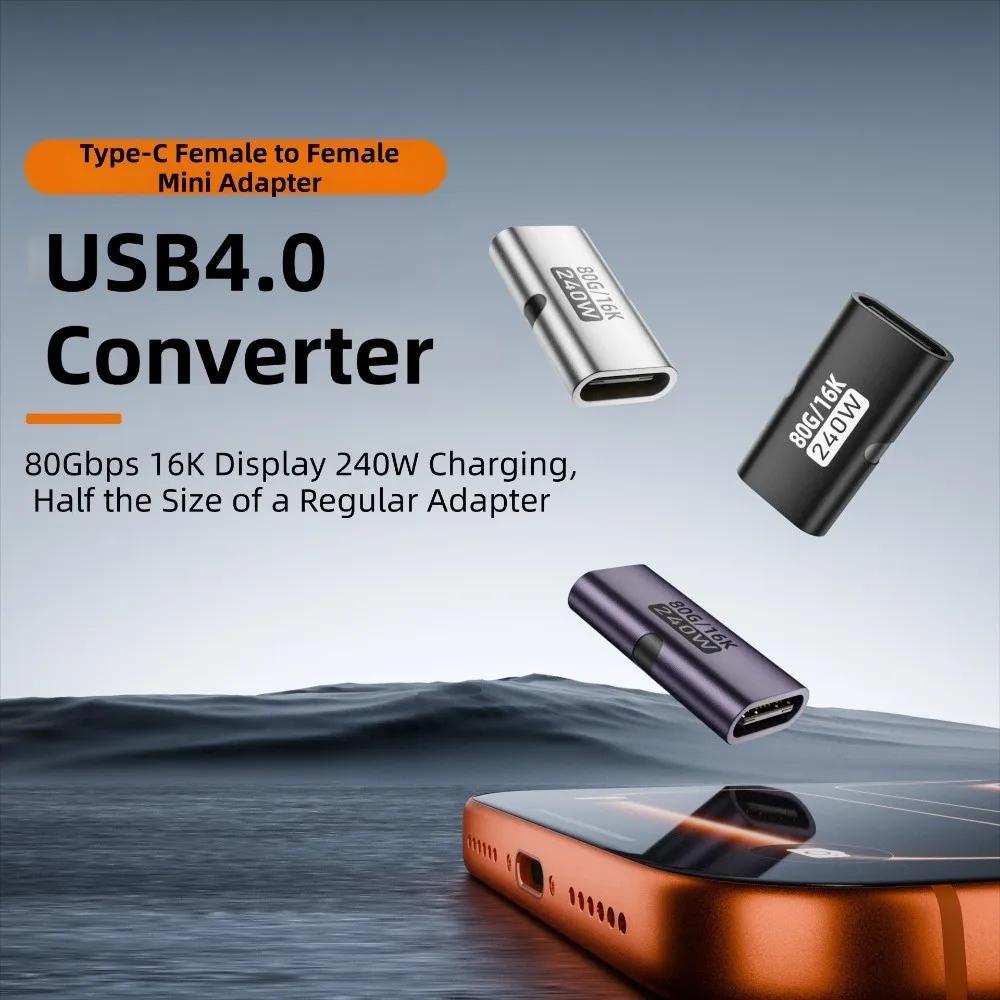 

PD 3.1 240W USB C Female to Female Converter 16K 60HZ 80Gbps USB4 Type-C Extender High Speed Full Function Magnetic Adapter