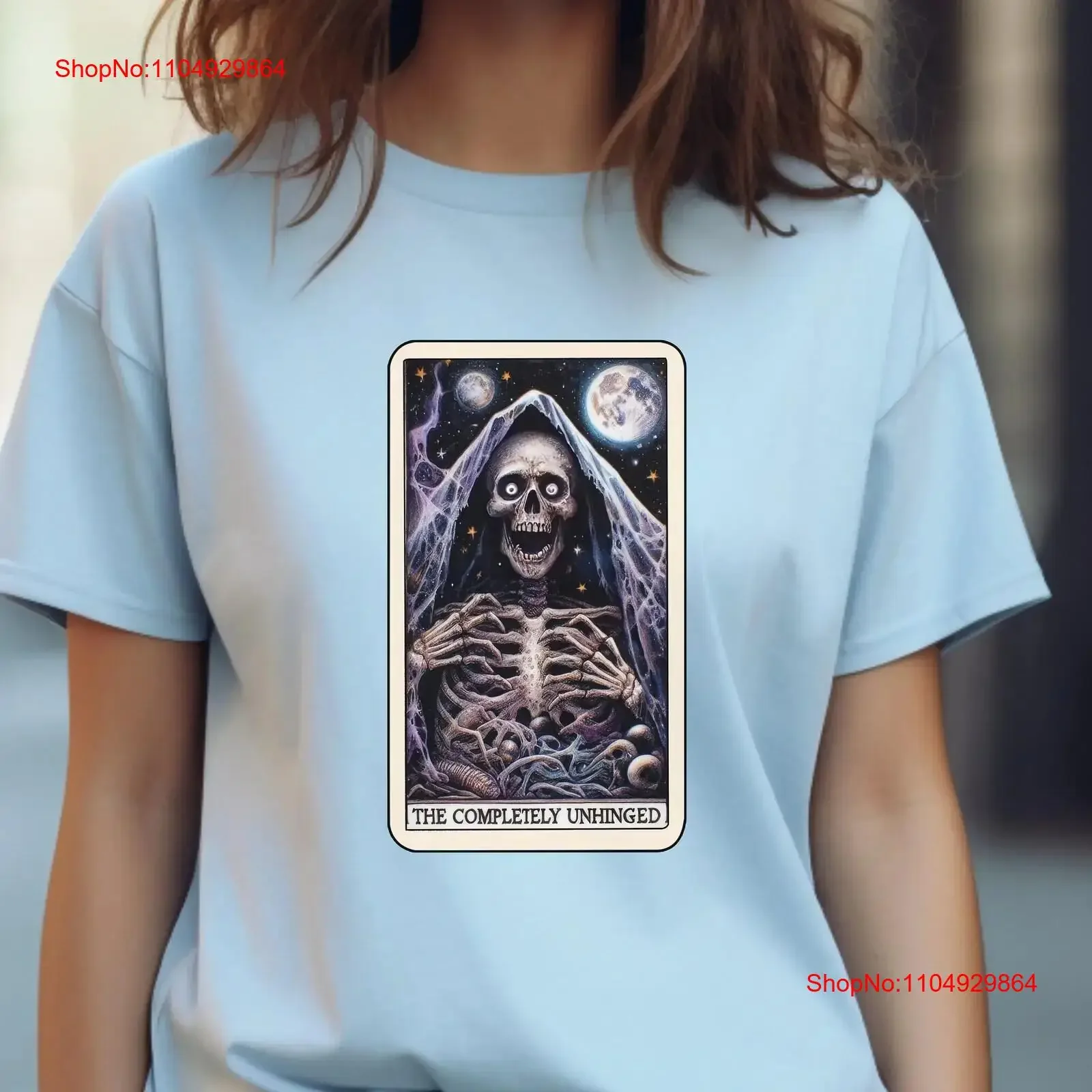 تي شيرت التارو بطاقة غير محفورة باطني بوهو عراف الحظ ملابس غامضة هيكل عظمي ساحر عتيق مغسول متعدد الاستخدامات #1