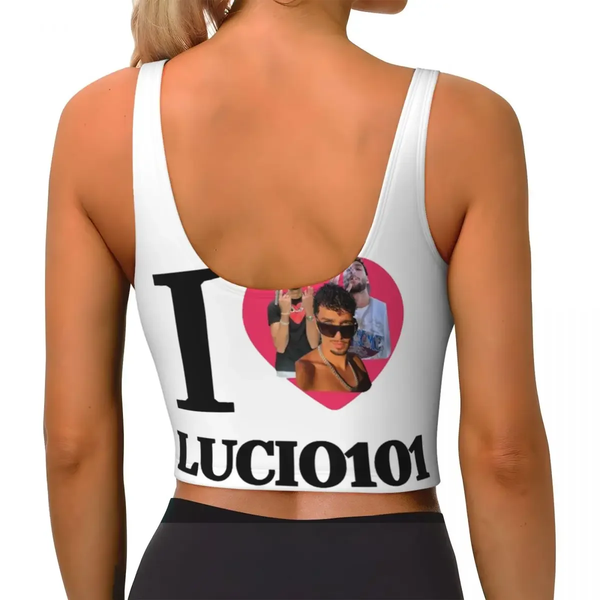 Custom I Love Lucio101 Women Sports Bras High Impact Vest Gym Workout Yoga Crop Tank Tops