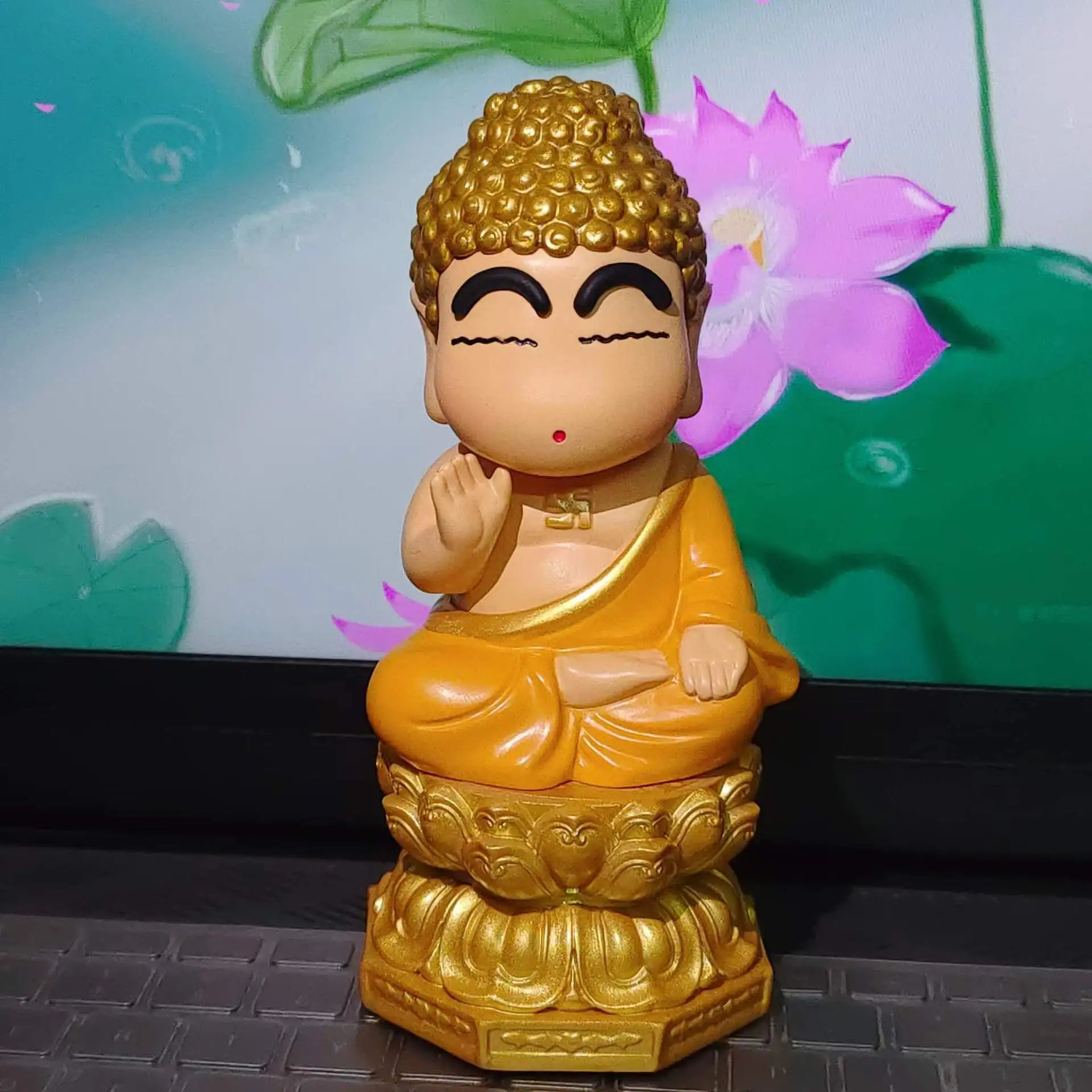 16cm Crayon Shin Chan Figure Cos Siddhattha Gotama Action Figure Buddha Gk Collection Ornament Gifts Car Mounted Toys Pvc Model