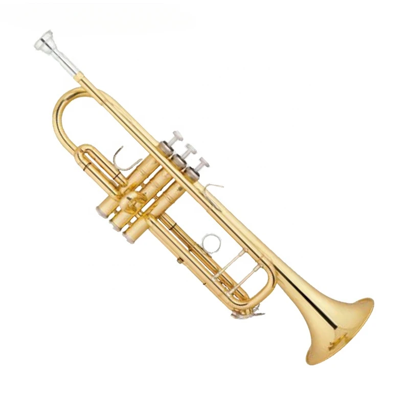 

High Quality Gold Lacquer Bb Key Trumpet With Monel / Yellow Brass / Stainless Steel Piston (JTR-335)