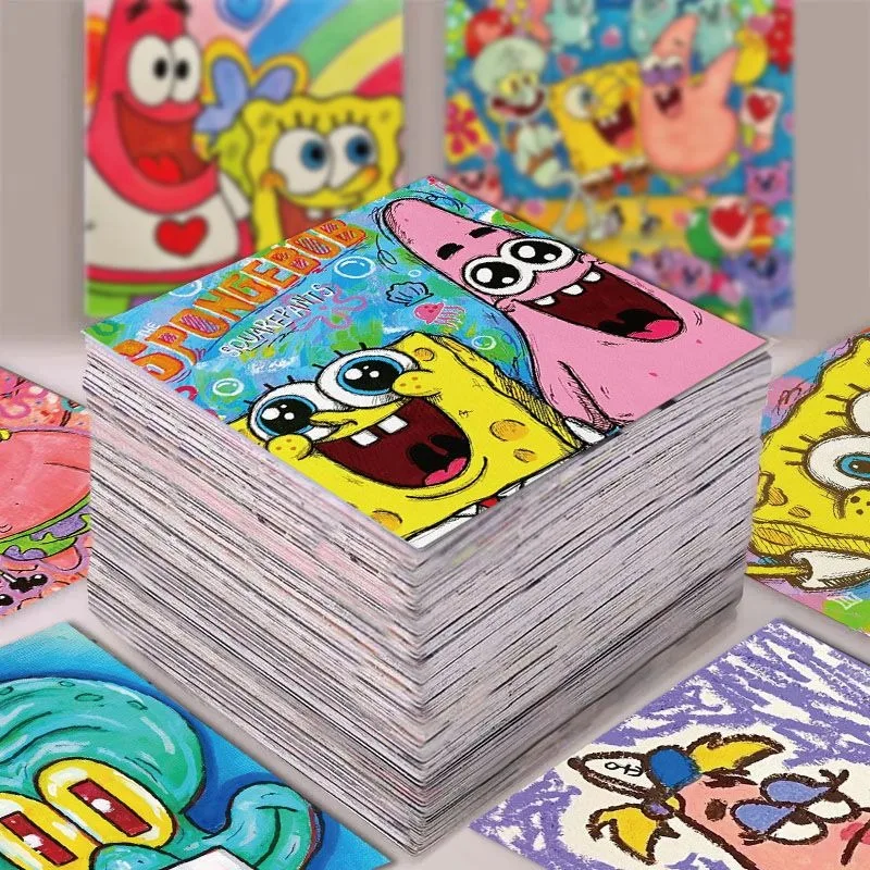 62PCS Cartoon Oil Painting Style SpongeBob SquarePants Patrick Star Stickers Cell Phone Case Mug Decoration Stickers Wholesale