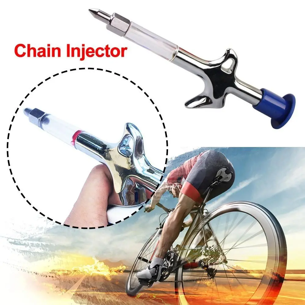 

Практичный инструмент для смазки из алюминиевого сплава + пластика, серебристо-синий мини-инструмент для смазки, цепной инжектор MTB