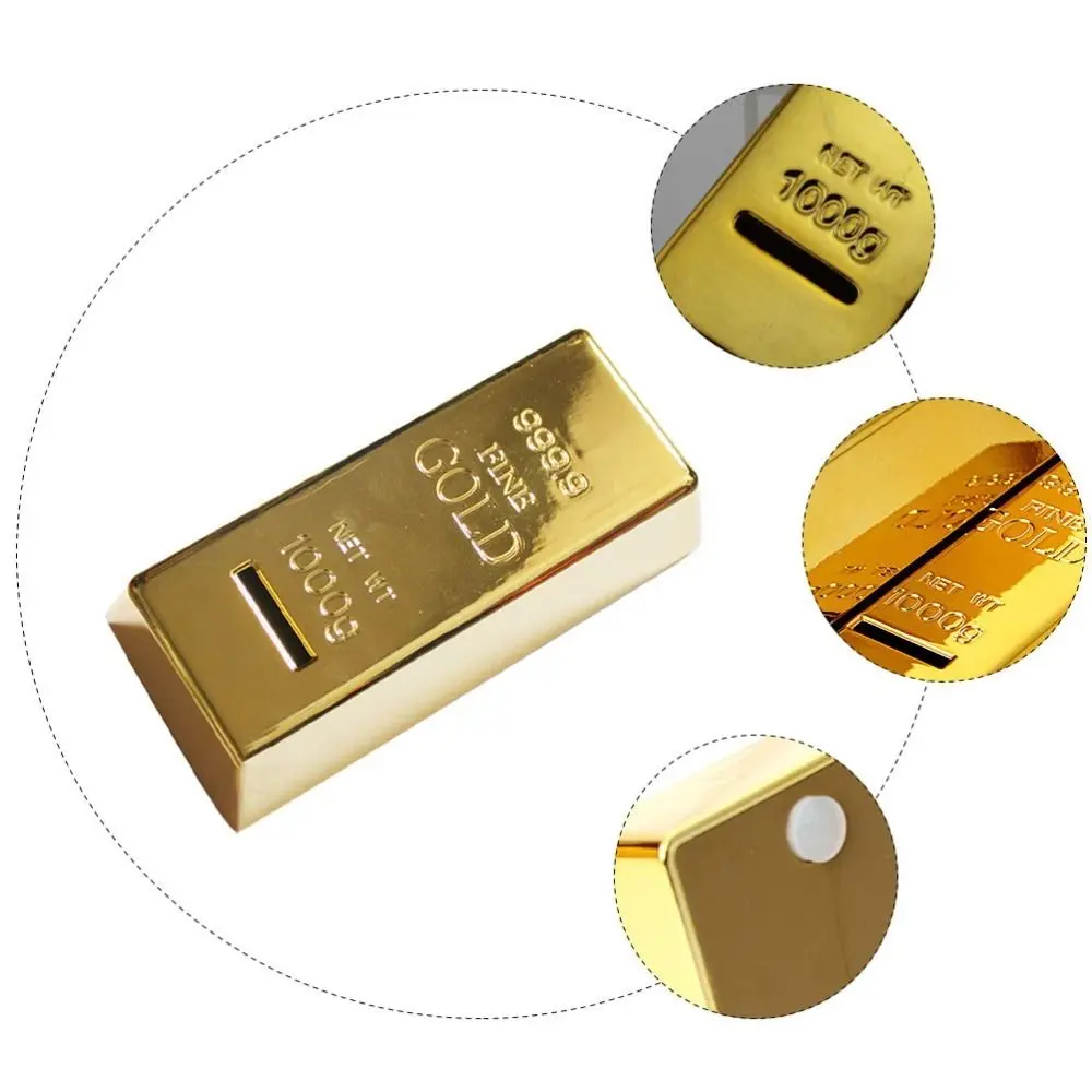 Kantooraccessoire Simulatie Nep Gouden Bar Presse-papier Deurstop Gouden Baksteen Glinsterende Plastic Gouden Bar Spaarpot Bureau