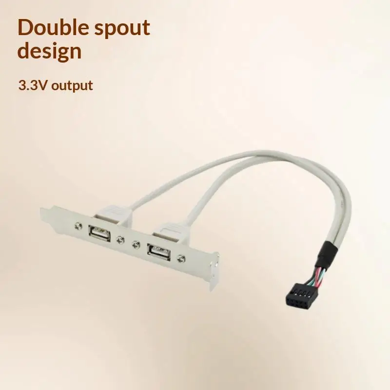 30CM Black 2 Port USB 2.0 Motherboard Rear Panel Expansion Bracket To IDC 9 Pin Motherboard USB Cable Host Adapter