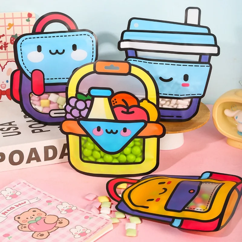 10/50 قطعة لطيف البلاستيك رياض الأطفال باليد المدرسية DIY بها بنفسك الإبداعية الدرجة كاملة وجبة خفيفة الحلوى السكر هدية التعبئة والتغليف تخزين الحقائب #1