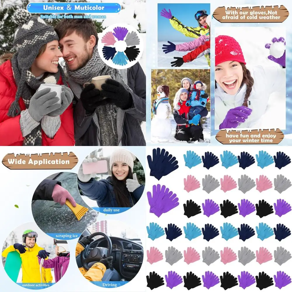 

100 Pairs Bulk Warm Knitted Stretchy Gloves for Men Women - Ideal for Homeless Charity Donations