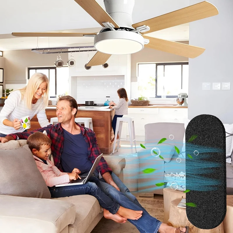 ABRE-10 Pcs Ceiling Fan Blade Filters-Activated Coconut Carbon, Easy-Stick Ceiling Fan Blade Filters, Air Purifying For Home