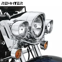 Anneau de garniture de lumière de sauna chromé pour moto, couvercle antibrouillard 4.5 en effet, style visière, clignotant, Harley Touring FLH Softail, 7 po