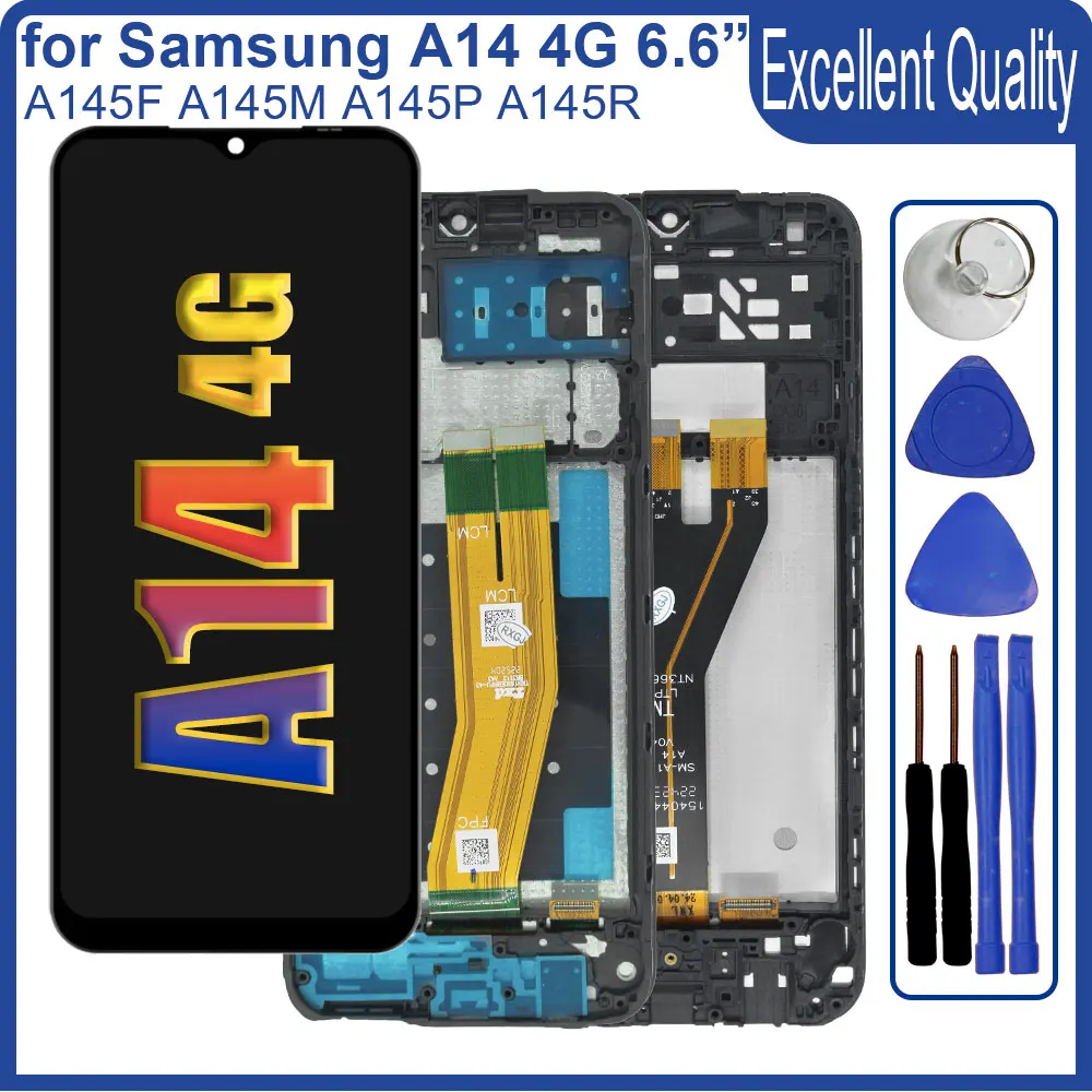 Remplacement de Hébergements eur d'écran tactile d'affichage à cristaux liquides pour Samsung Galaxy, A14, A145F, A145M, A145P, A145R, 4G