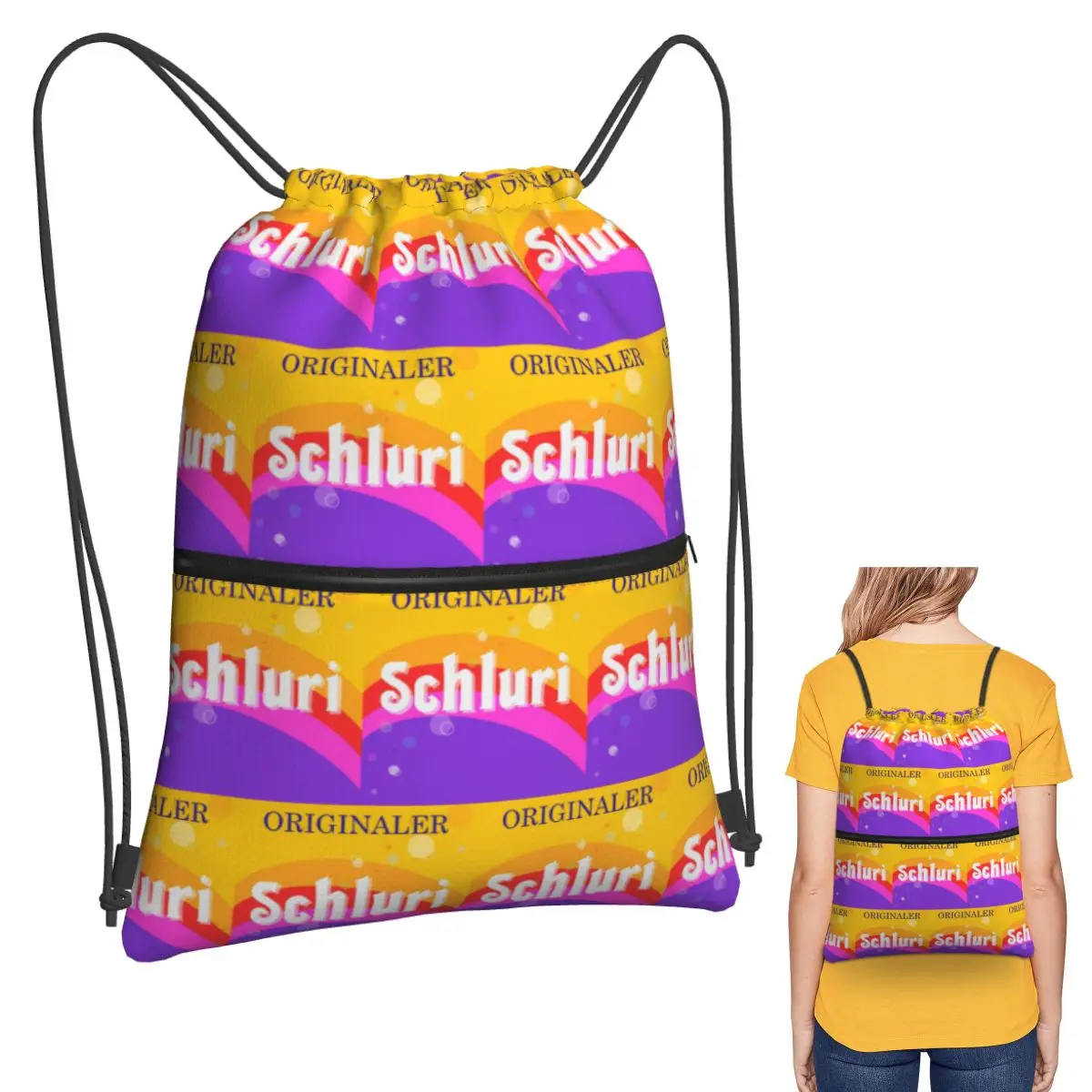 

Paulaner Spezi Parody Original Schluri Backpacks Multi-function Drawstring Bags Sports Bag Book Bags for Man Woman School