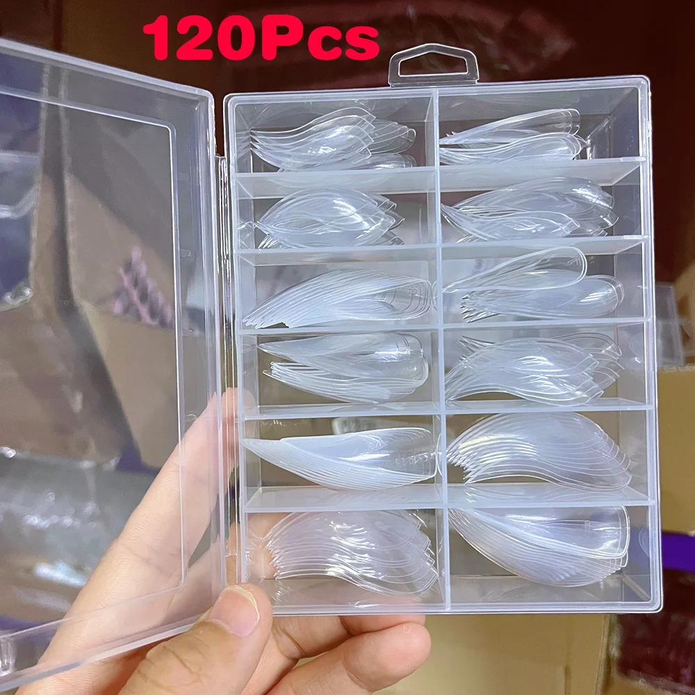 

120 шт., 3D Eagle Claw Hawk, двойные формы для наращивания геля для ногтей, прозрачные изогнутые скульптурные кончики ногтей на шпильке, полное покрытие, форма