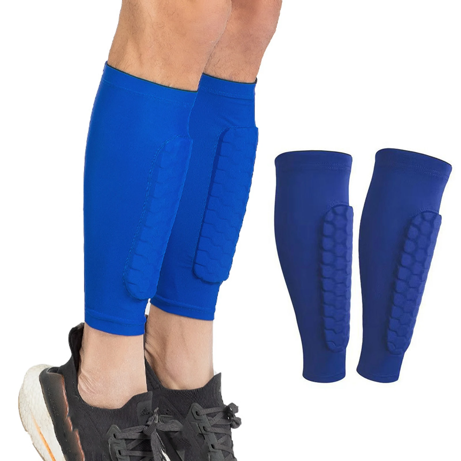 2pcs Football Shin Guard Socks Sleeves with Foam,Calf Compression Sleeve Honeycomb Pads,Sports Legging & Soccer Equipment