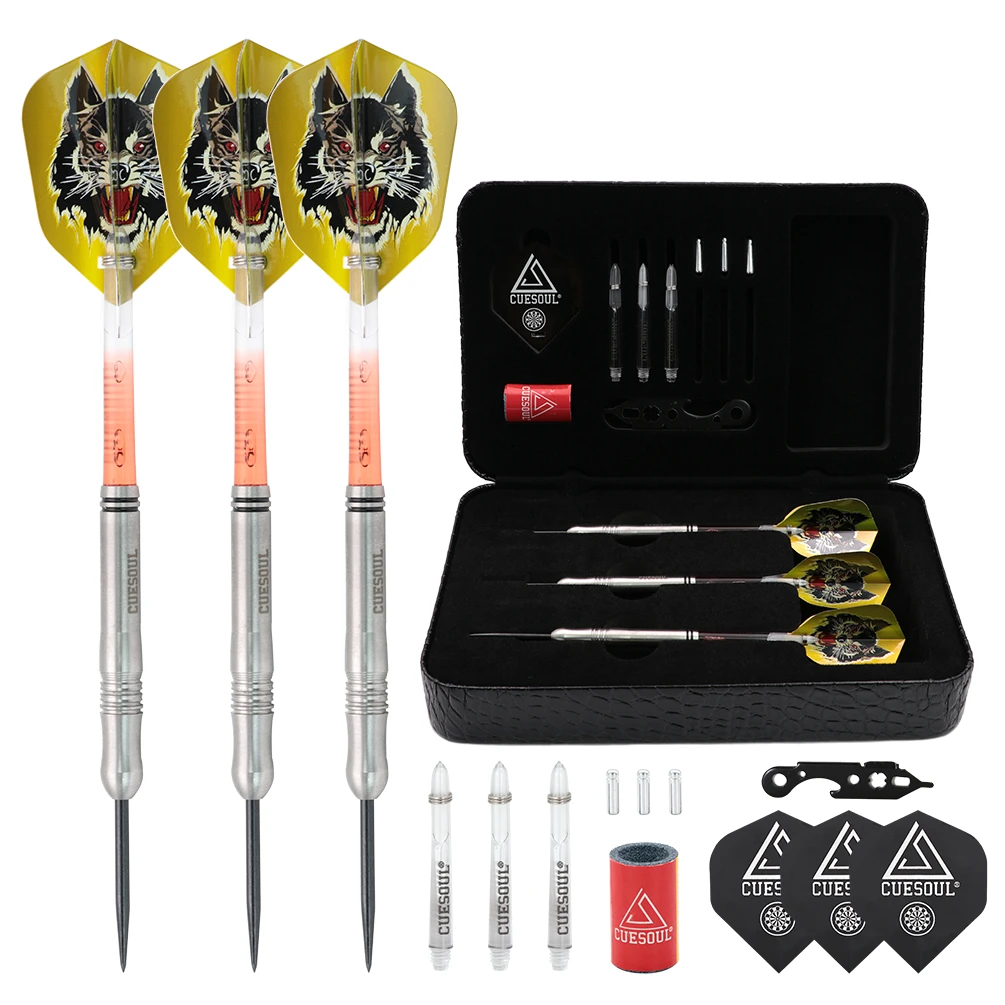 CUESOUL 90% Tungsten Steel Tip Dart Set 21g Dart Barrel Weight Professional Steel Tip Darts 3 pieces