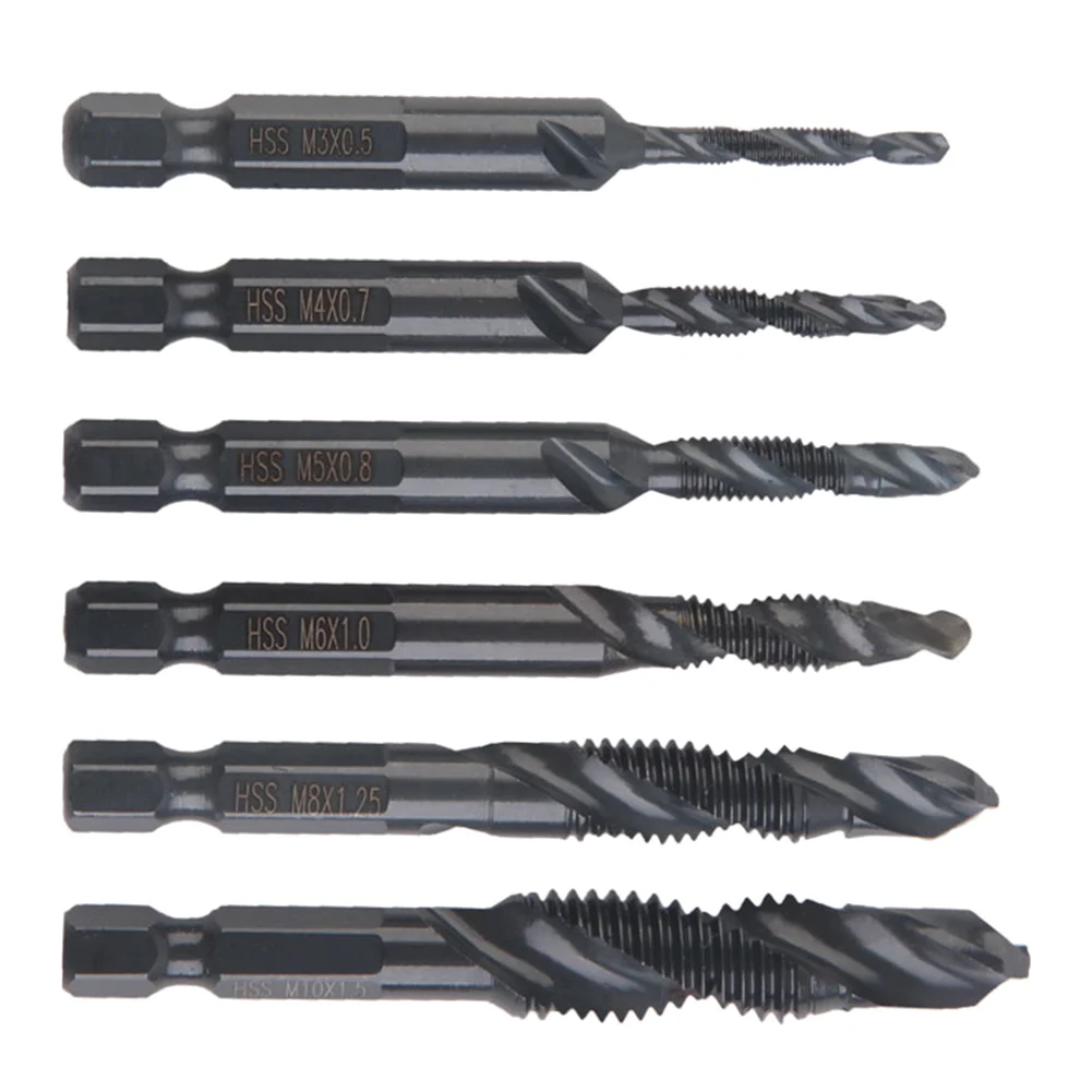 6pcs Metal HSS Tap Drill Bits Set 1 4 Hex Shank Screw Thread Bit Screw Machine Compound Tap Hand Tool M5 M6 M8 M10