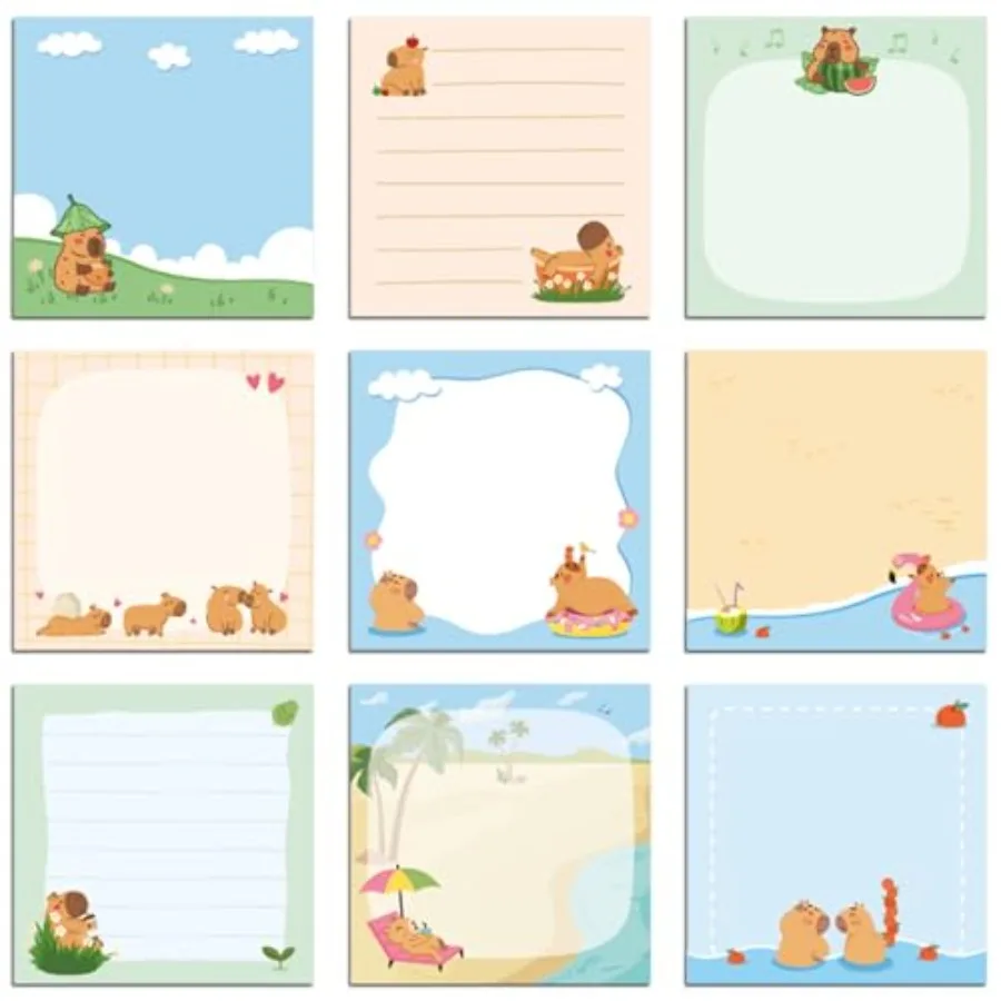Gifts Sticky Notes - 9 PCS Cute Animal Self Stick Note for Lovers Adhesive Notepad to Do List Memo Pads School Stationery Suppl