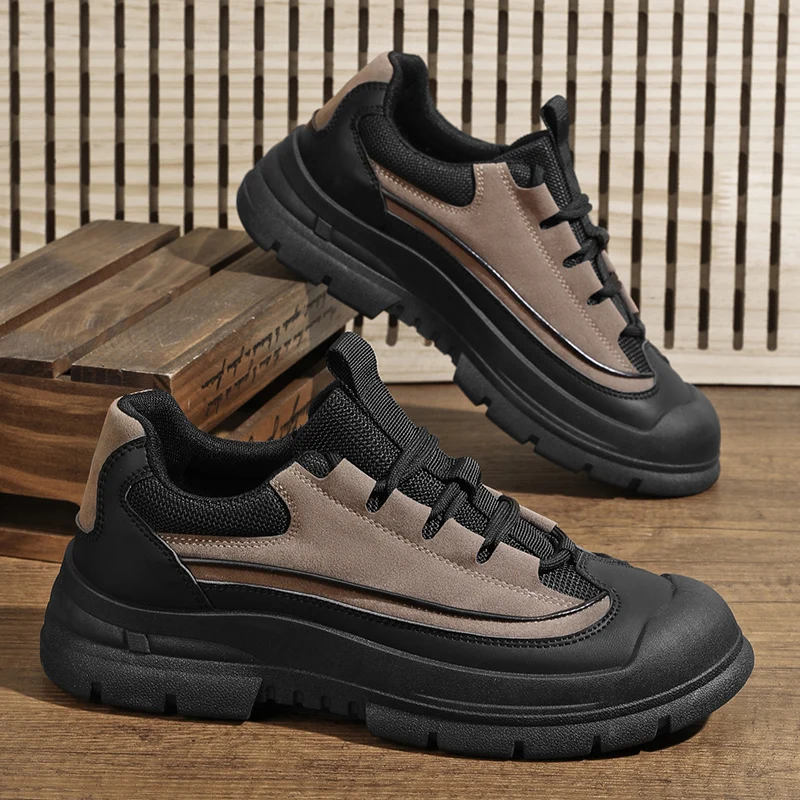 

Men's Summer New Thick Soled Wear Resistant Outdoor Hiking Anti Slip Fashion Men's Retro Workwear Street Trendy Sneakers Shoes