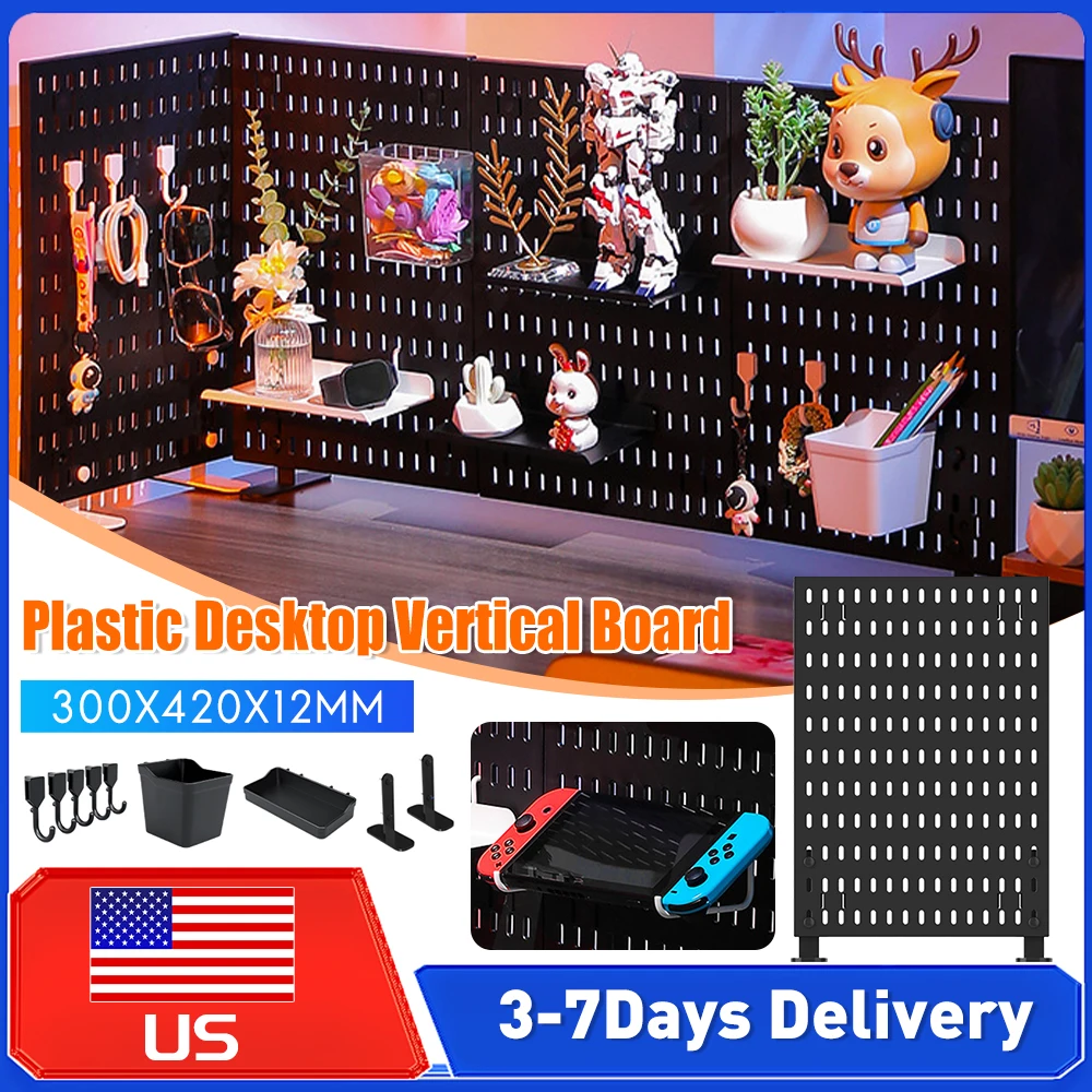 

Pegboard Wall Panel Wall-Mounted No-Punch Hole Board Storage Rack Organizer for Study Room Living Room Gaming Room Home Decor