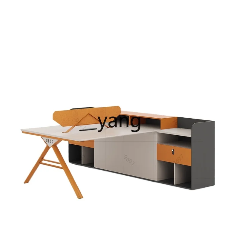 LH simple modern screen partition baffle card seat four double office desk and chair combination