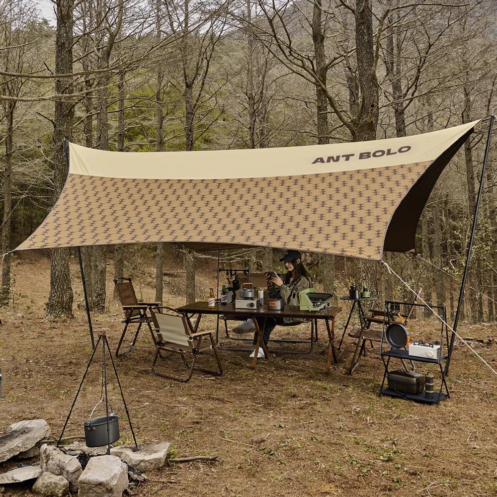 

Outdoor Leisure Butterfly Camping Equipment Essential For Picnic Sun Protection Rainproof Hexagonal Black Rubber Canopy Tent