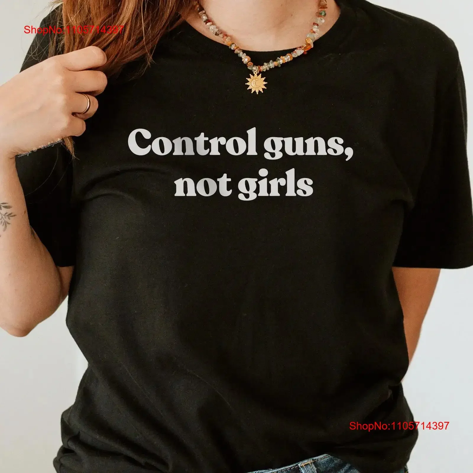 Control Guns Not Girls FeminisT T Shirt Gun Political for Women Pro Choice Women's Rights Ban Assault Rifles vintage Washed