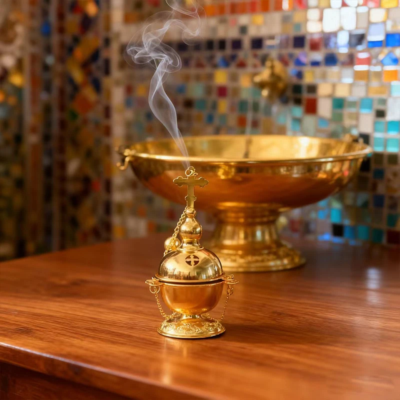 Neuer Orthodoxer Christlicher Weihrauchbrenner mit klassischem heiligem Muster, exklusiv für gläubige Anhänger, heilig und respektvoll. – Detail 1