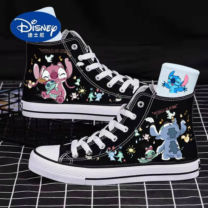 

Disney Cartoon Print Canvas Sneakers | Cute Korean Style Couple Shoes, Unisex Casual Lace-Up Shoes