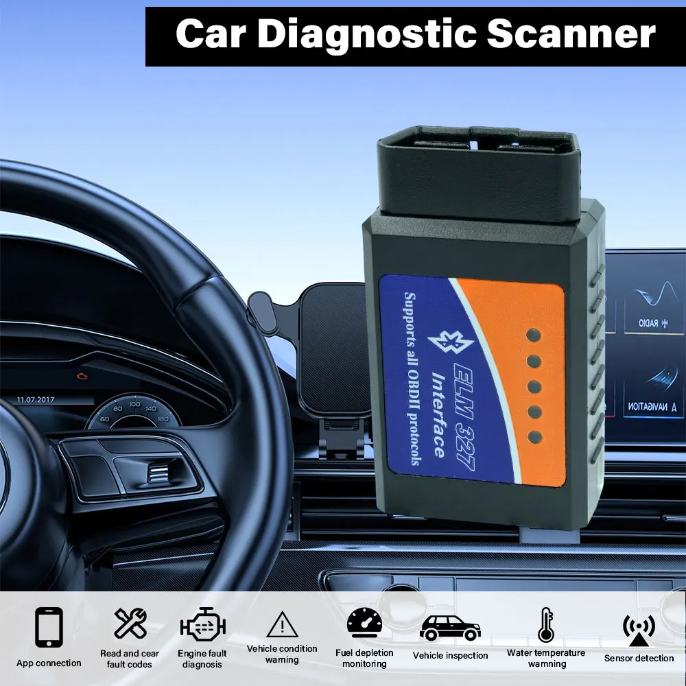 Diagnostic Tools for Apple Android Windows  ELM327 OBD2 Bluetooth Car Detector Diagnostic Tool Automatic Fault Scanning Tool