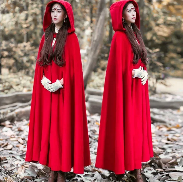 Capa de lã com capuz envoltório de noiva capa de inverno cashmere azul real capes feminino holloeen casaco feito sob encomenda