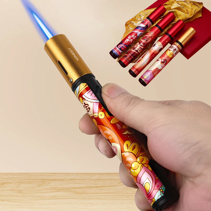 Long Sword Windproof Lighter Inflatable Long Handle Point Firecrackers Fireworks Moxibustion Cigar Spray Gun Snake Year Lighter