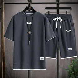 Summer men's clothing quick-drying short-sleeved T-shirt + jogging shorts loose two-piece casual fashion sportswear suit