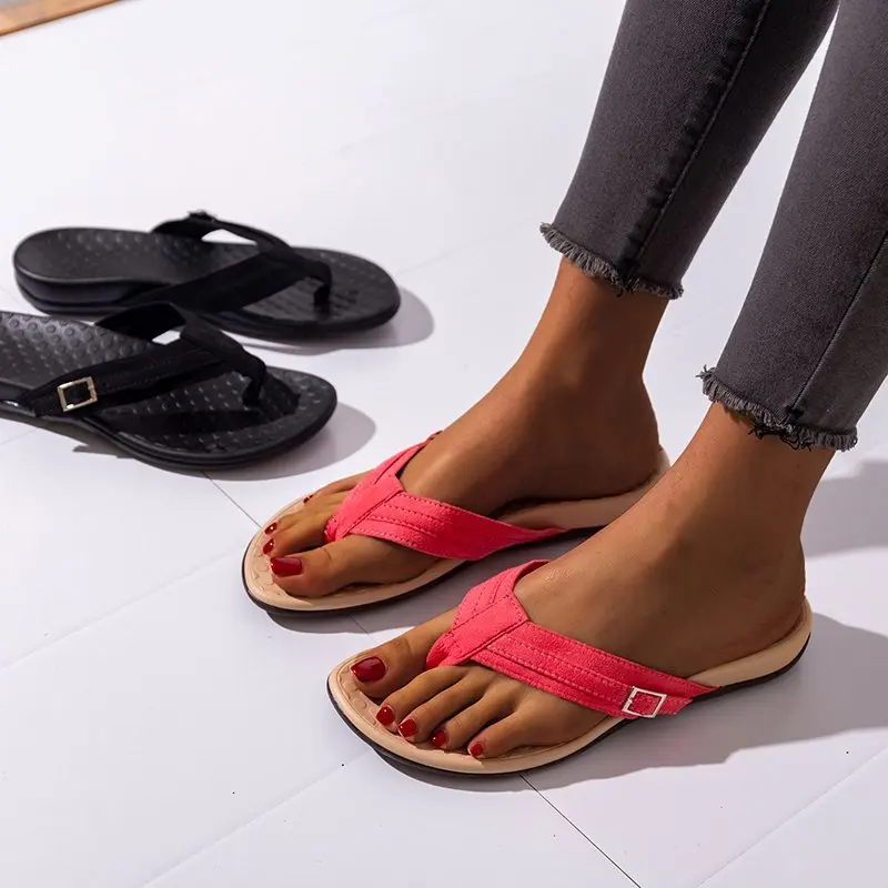 2022 Summer Women Slipper Fashion Beach socofy Non slip Casual Flat Slides Ladies Sandals  Outdoor Orthopedic Slippers