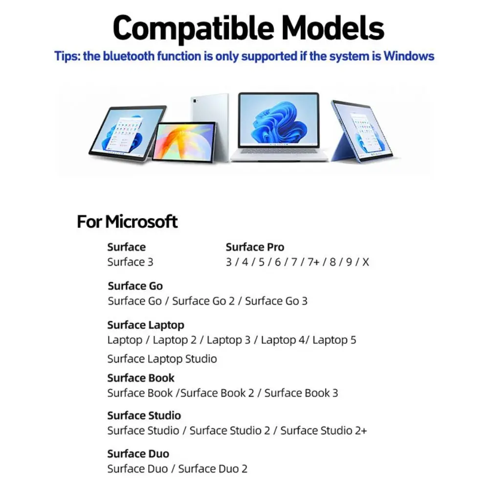 4096 قلم ضغط ضيق 2 قلم MPP 2.0 قابل للاستبدال قلم جرافيك طرف ناعم لجهاز Microsoft Surface Pro 9/8/7/6/5/4/3/X
