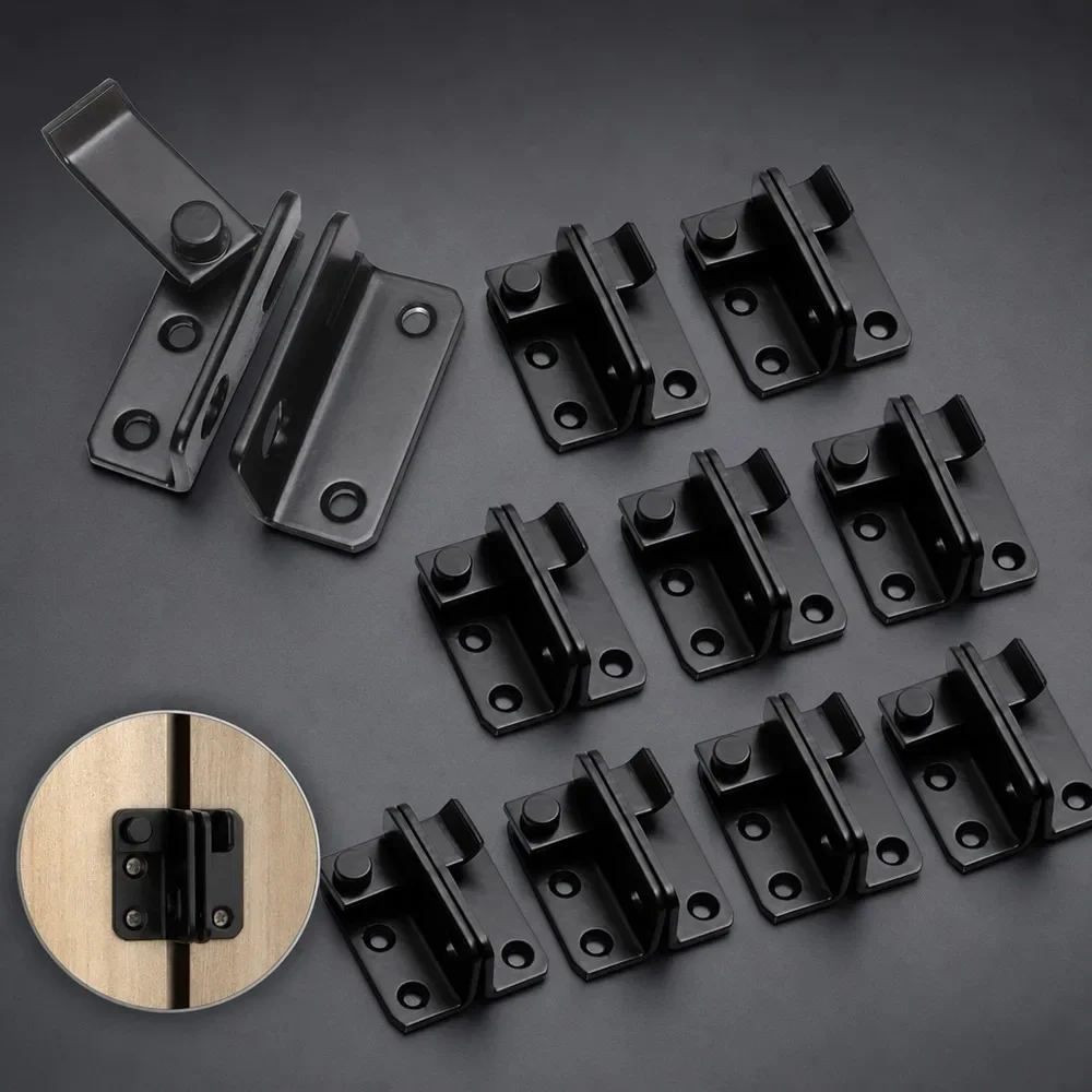 10pcs Stainless Steel Door Hasps Lock, Heavy Duty Security Door Buckle, Right Open Furniture Hardware Accessories, Durable