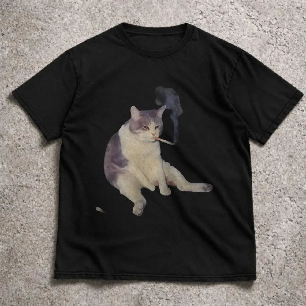 Niedliches Lustiges Katzen-Grafik-T-Shirt für Männer & Frauen 2026 Witziges Katzen-Meme Kurzarm-Shirt Mode Harajuku Kawaii T-Shirt Y2K Kleidung – Detail 4