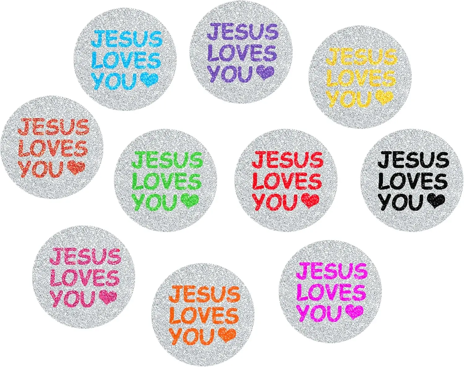 Jesus Loves You Stickers,1.5 Inch Holographic Religious Christian Stickers for Kids Reward Gift Envelope Seals,10 Colors,600 Pcs