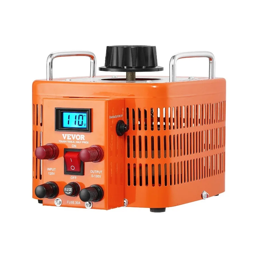 3000VA Auto Variable Voltage Transformer 23 Amp 110V Input 0130V Output AC Voltage Regulator with LCD Display 4 Extra Fuses Th