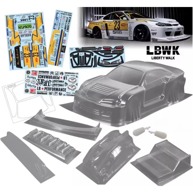 

1/10 LBWK Nissan S15 Clear Drift Body Car Shell sets , 200mm width,258mm On Road Chassis Tamiya TT-01 TT-02 Kyosho