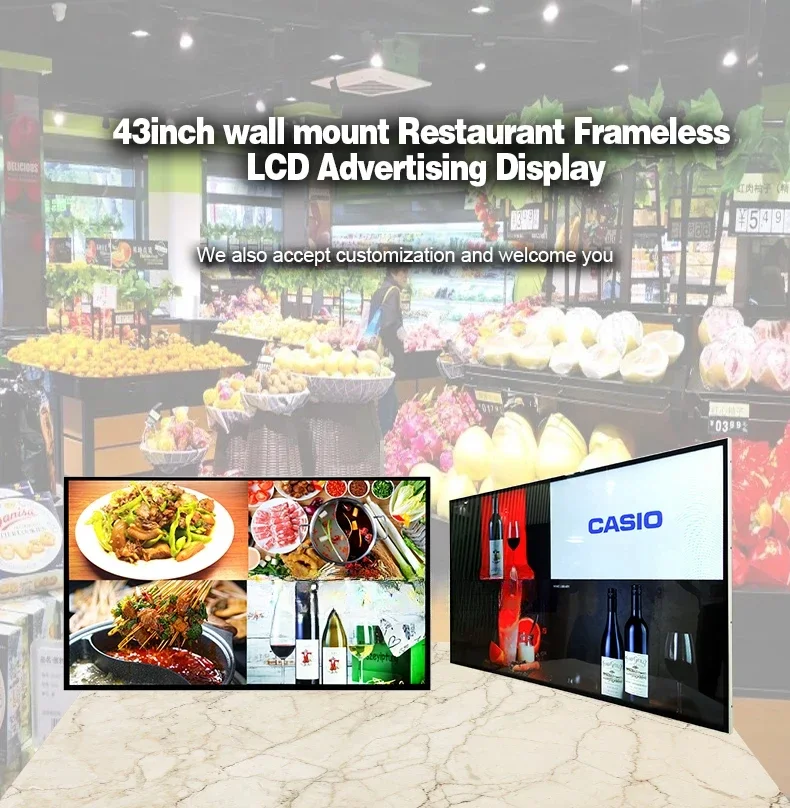 

Hot SalesIndoor Wall Mounted Shopping Mall Restaurant LCD Touch Screen 18.5 21.5 24 27 Inch Digital Signage Display Menu Android