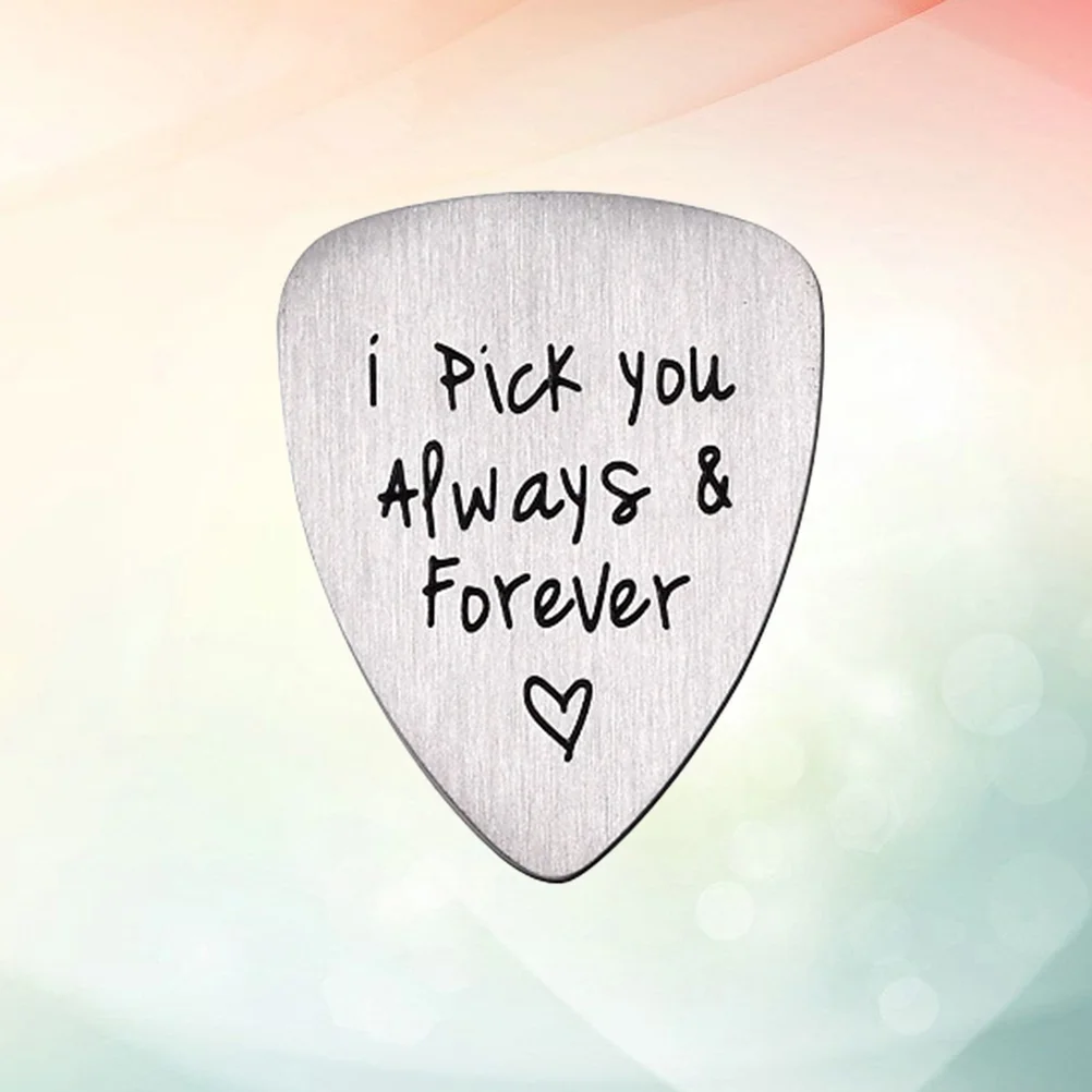 

Guitar Picks Lettering Ukulele Musical Instrument Accessory Silver Titanium Steel