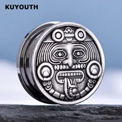 KUYOUTH Newest Stainless Steel Maya Totem Ear Expanders Screw Plugs Tunnels Earring Gauges Body Piercing Jewelry Stretchers 2PCS