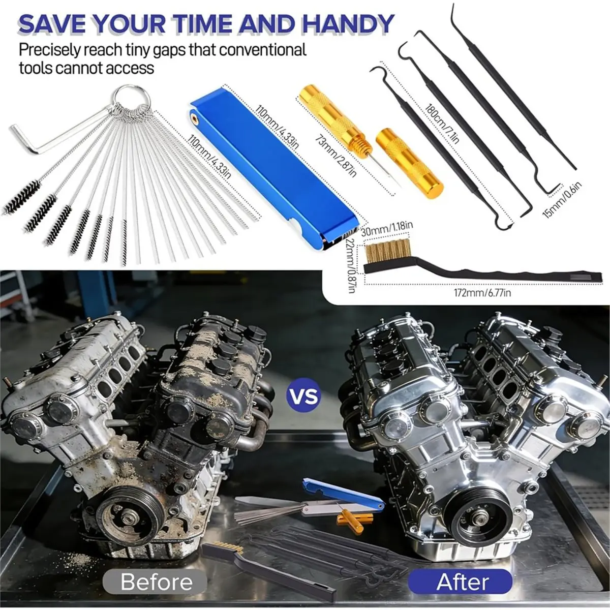 

Набор для чистки сопел A50U Premium, комплект для очистки карбюраторов из нержавеющей стали, для мотоциклов, газонокосилок, малых двигателей, сварки