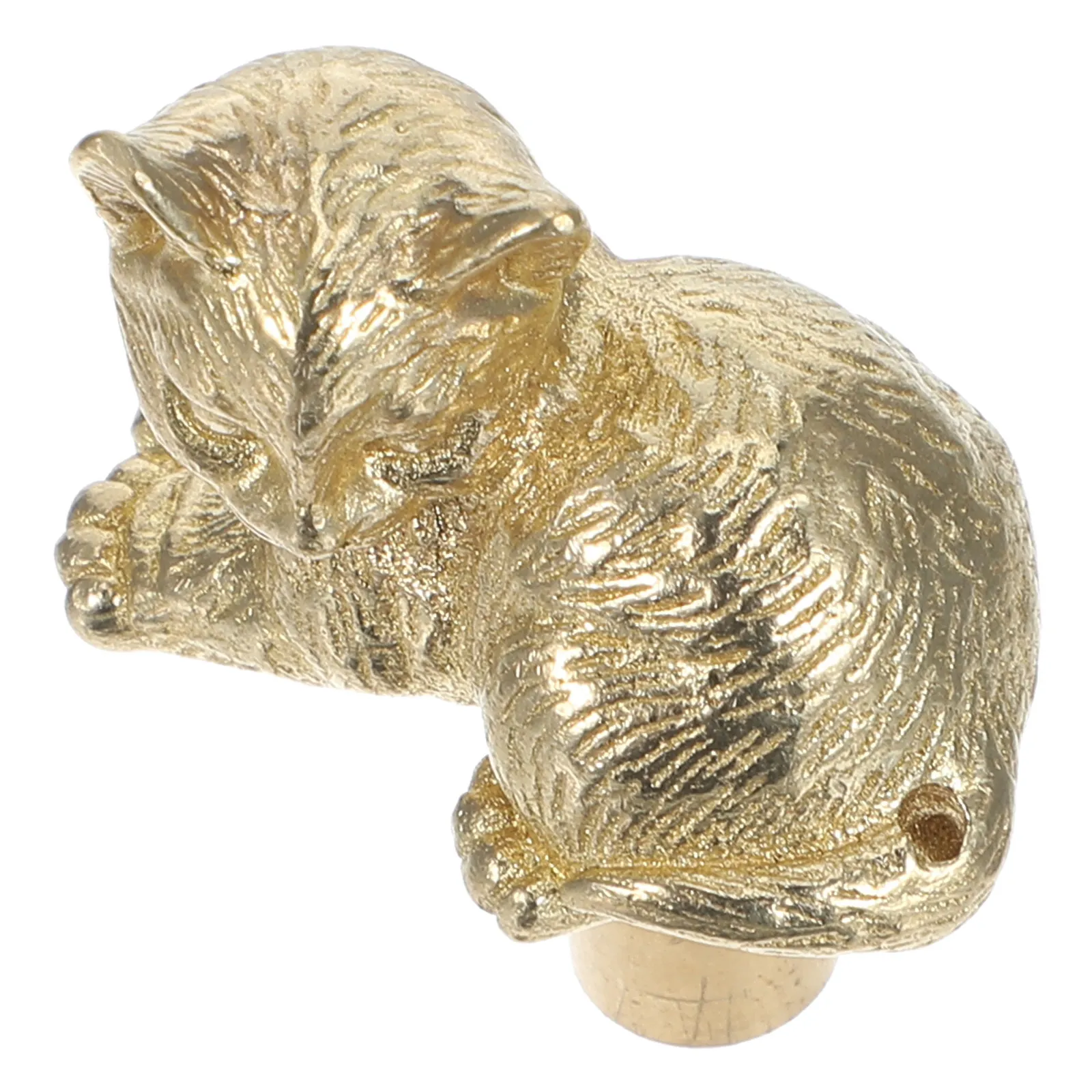 2Pcs Cute Cat Shaped Door Knobs Brass Cabinet Handles Decorative Animal Drawer Pulls for Dresser Closet Kitchen Furniture